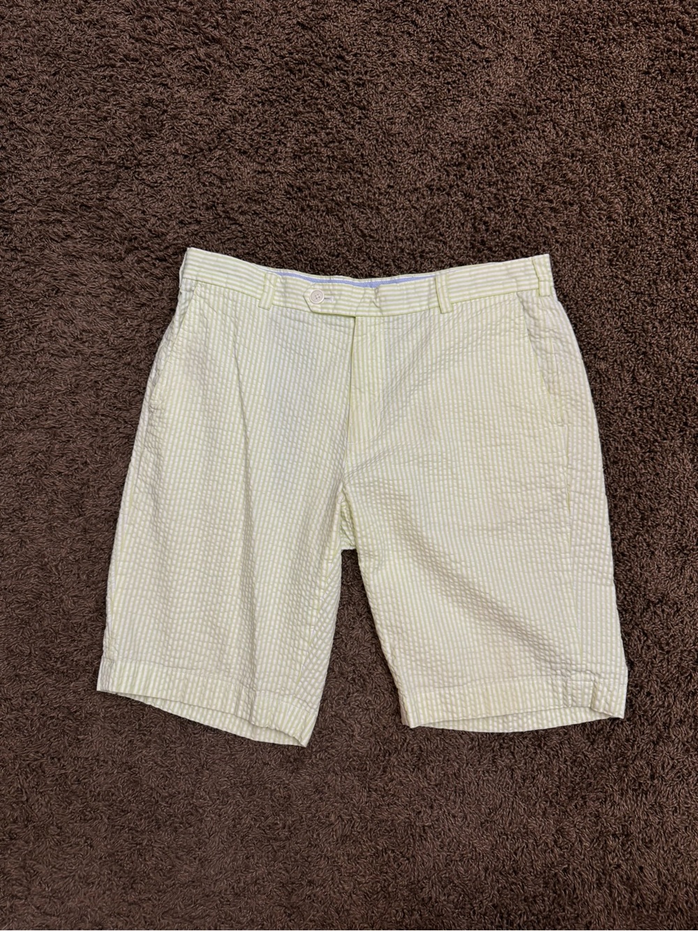 Brooks Brothers Green White Seersucker Bermuda Shorts Men’s 34
